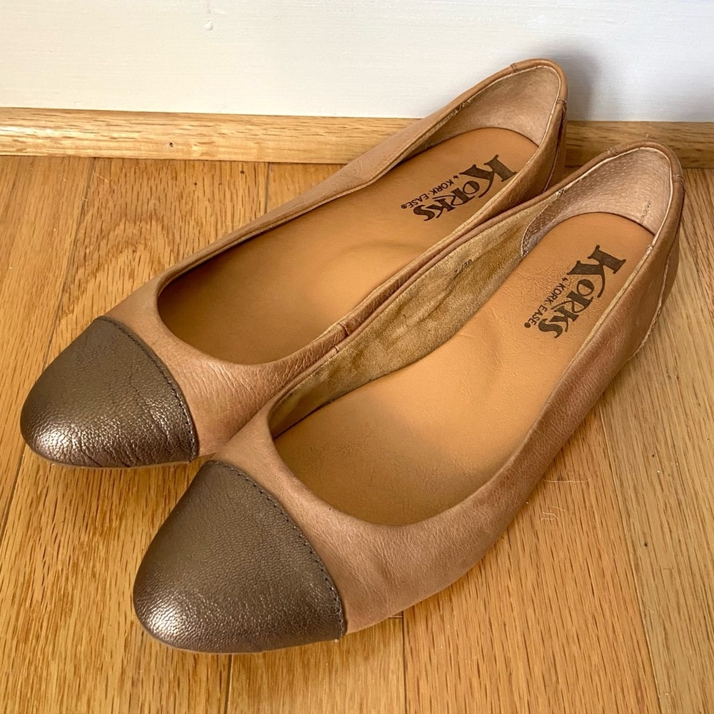 Korks Ballet Flats Women's 7 Leather Metallic Office Career Casual Minimalist